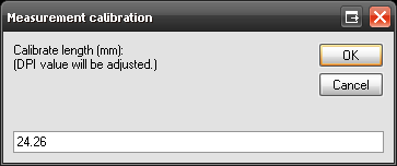 Image of the Measurement Calibration pop-up box in MiPACS