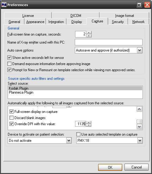 Image of Preferences pop-up box in MiPACS